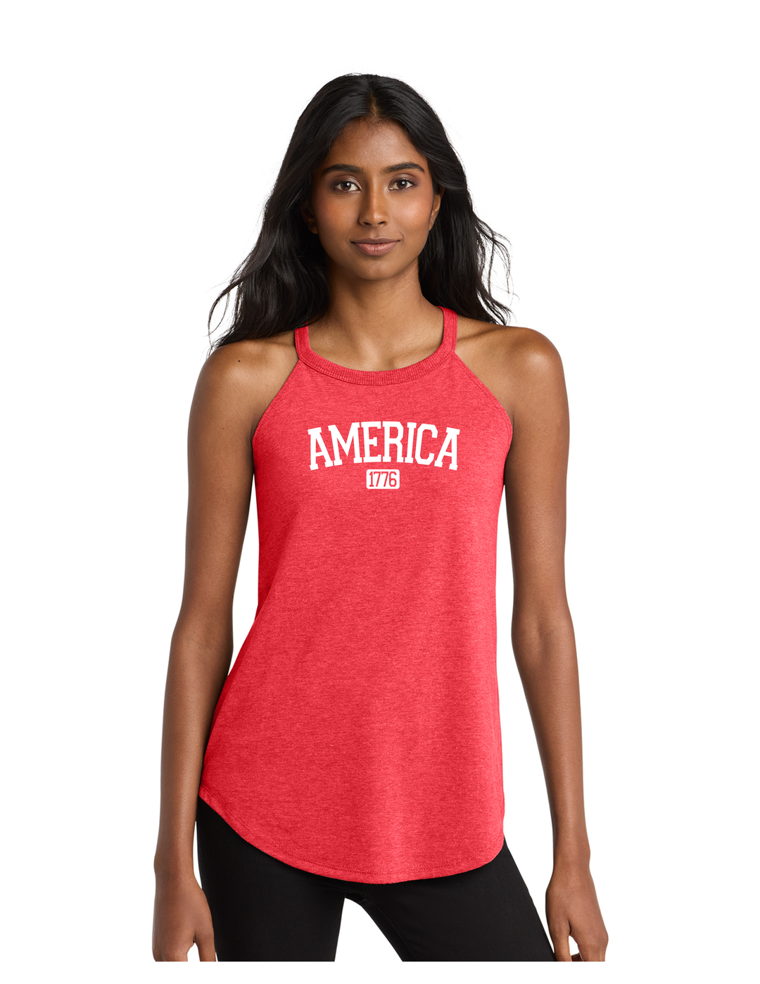 America Est. 1776 Patriotic Ladies Tank Top (Red Frost)