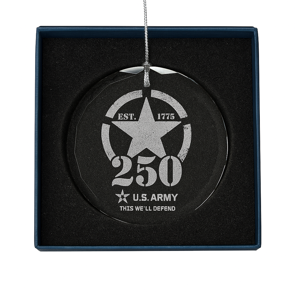 Army 250th Birthday Glass Ornament