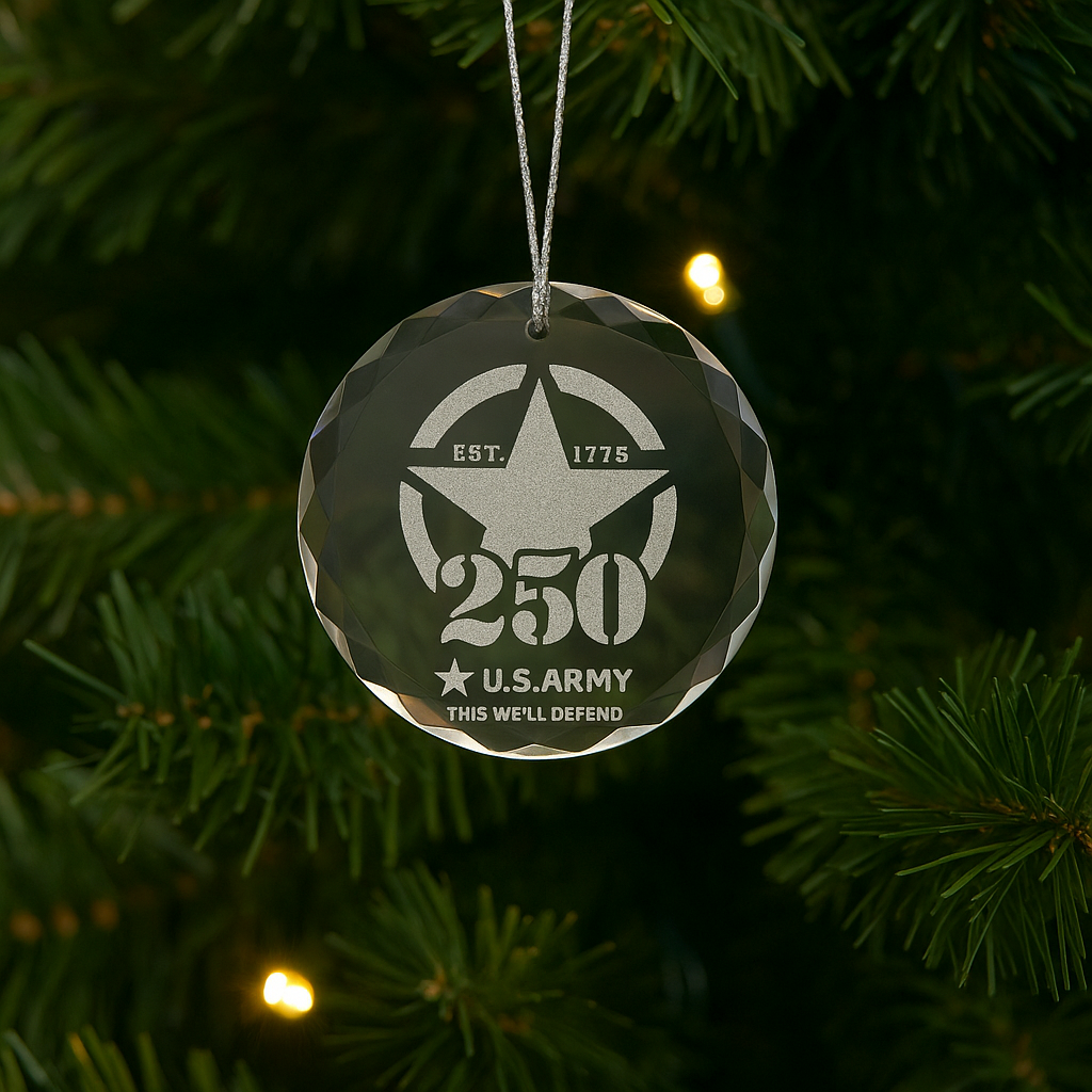 Army 250th Birthday Glass Ornament