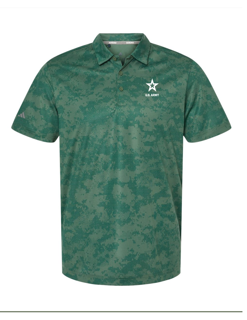 U.S. Army Adidas Men's All Over Camo Print Patterned Polo (Green Oxide)