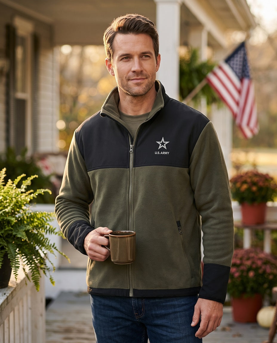 U.S. Army CornerStone Fleece Overlay Jacket (Tundra Green/Black)