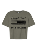 Proud Aunt of a Soldier Mid-Length Boxy Crop Tee (Lieutenant Green)