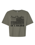 Proud Daughter of a Soldier Mid-Length Boxy Crop Tee (Lieutenant Green)