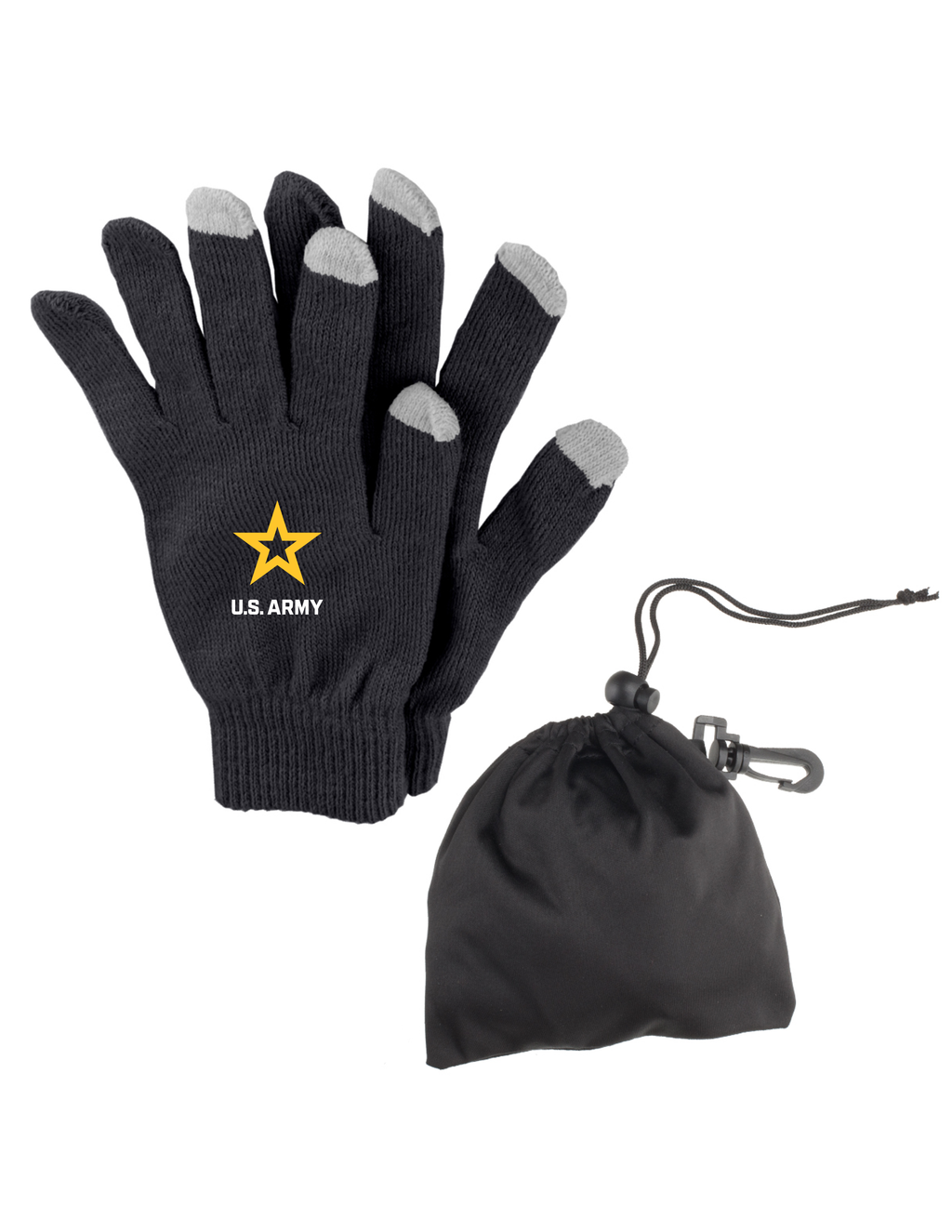 U.S. Army Touch Screen Gloves with Carry Pouch (Black)