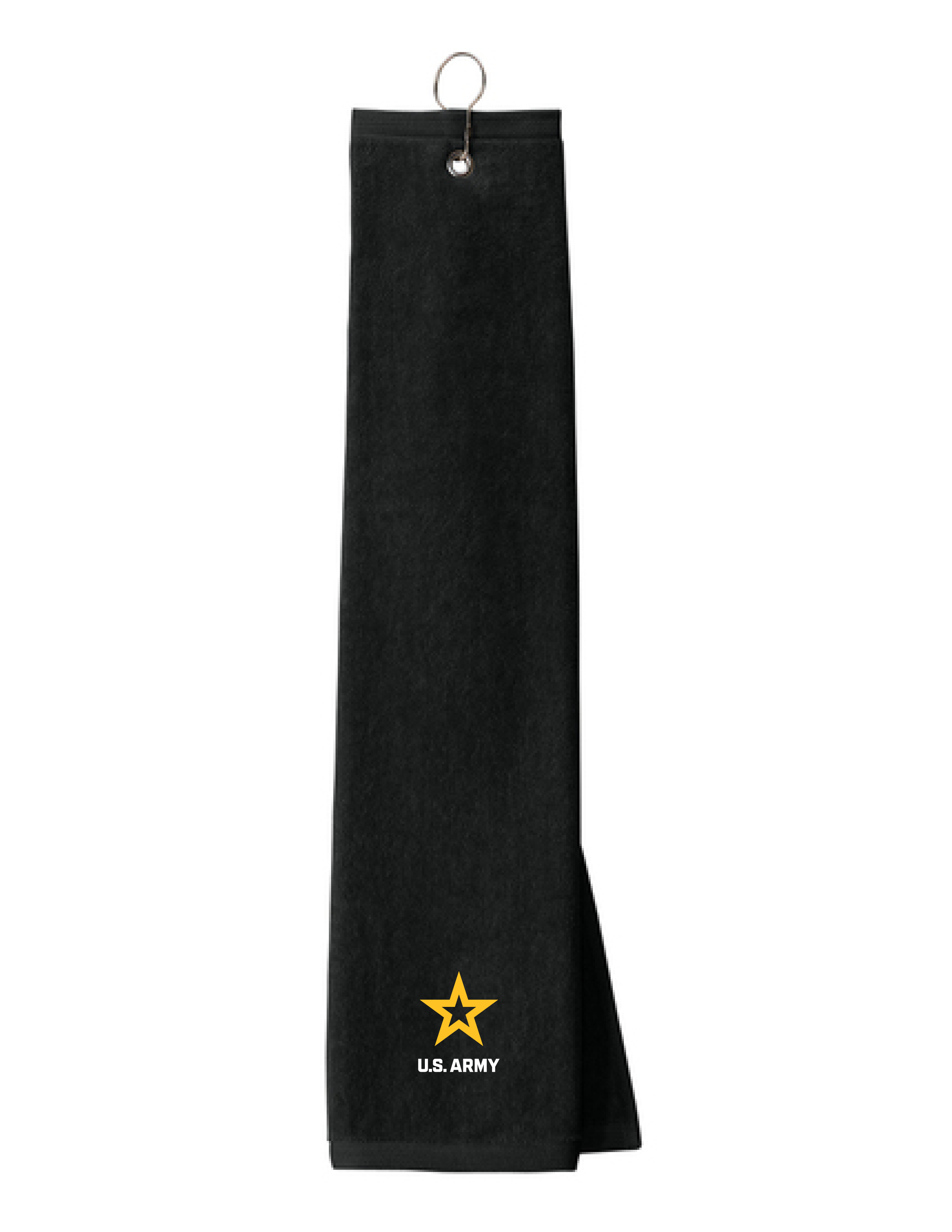 U.S. Army Embroidered Grommeted Tri-Fold Golf Towel (Black)
