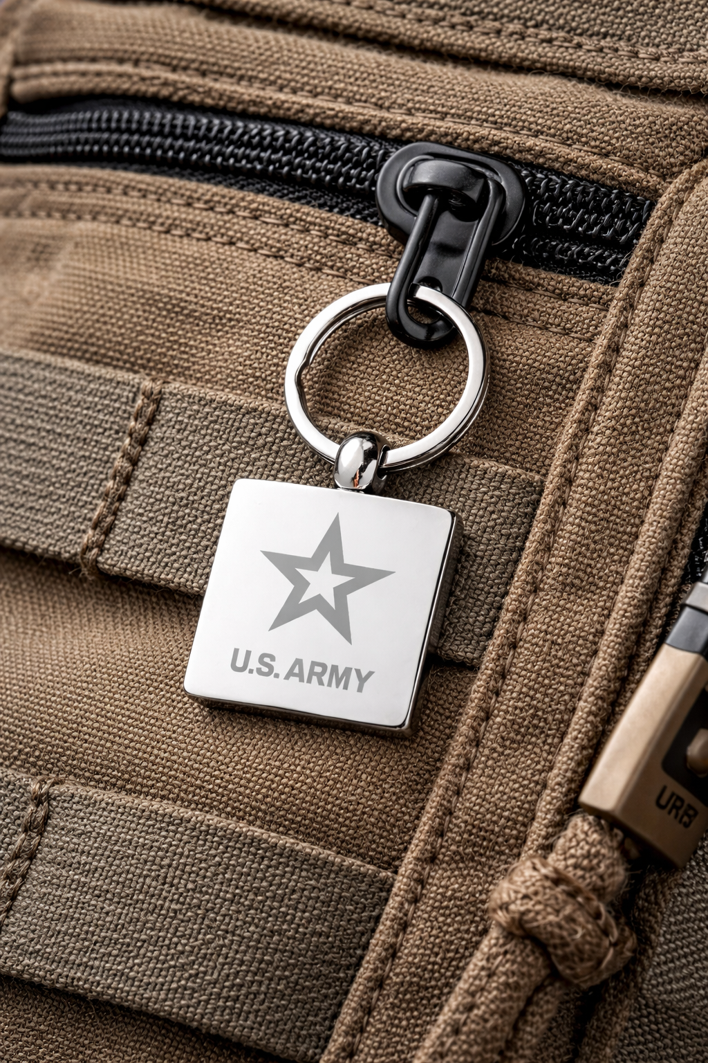 U.S. Army Laser Engraved Metal Keychain - Silver