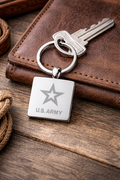 U.S. Army Laser Engraved Metal Keychain - Silver