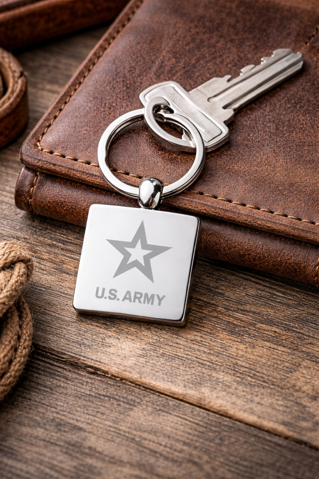 U.S. Army Laser Engraved Metal Keychain - Silver
