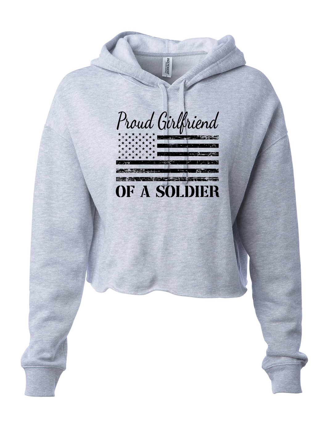 Proud Girlfriend of a Soldier Lightweight Crop Hoodie (Gray)