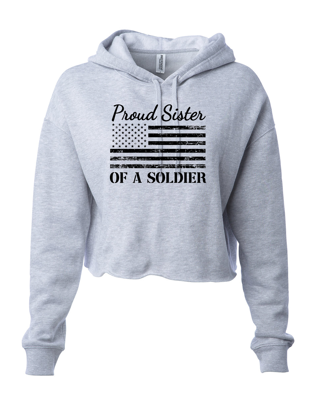 Proud Sister of a Soldier Lightweight Crop Hoodie (Gray)