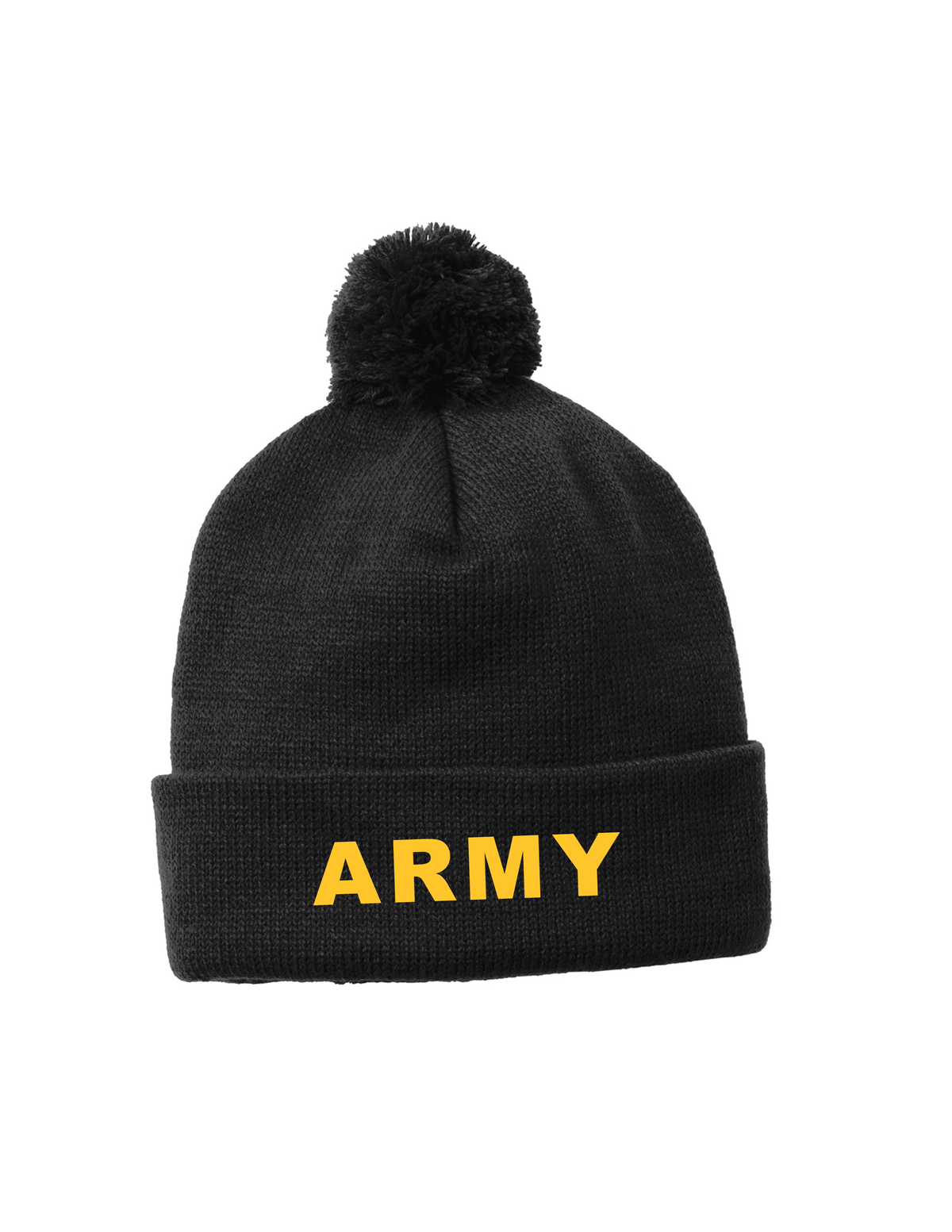 Minnesota Army National Guard Stripped Cuffed Knit Beanie w/Pom Pom Collections Etc U.S. Military Branch Pom Pom Style Cuffed  main image 2