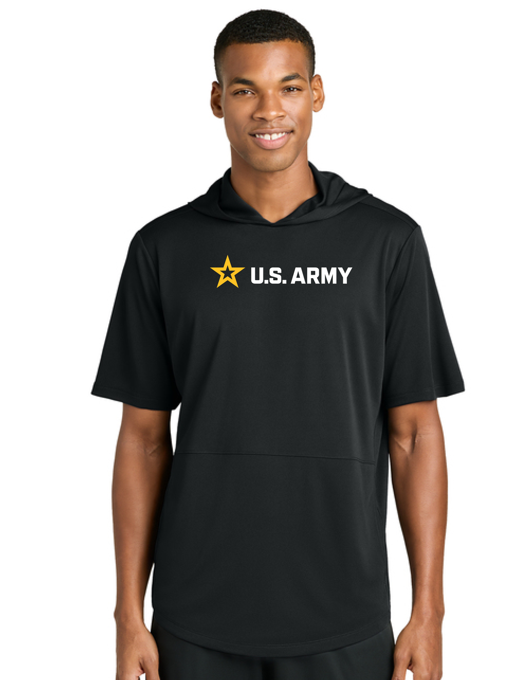 Army Short Sleeve Performance Hoodie (Black)