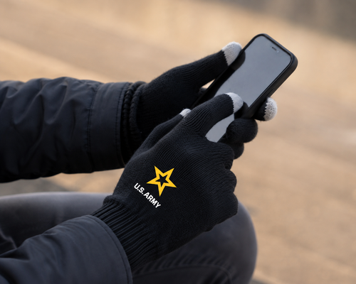 U.S. Army Touch Screen Gloves with Carry Pouch (Black)