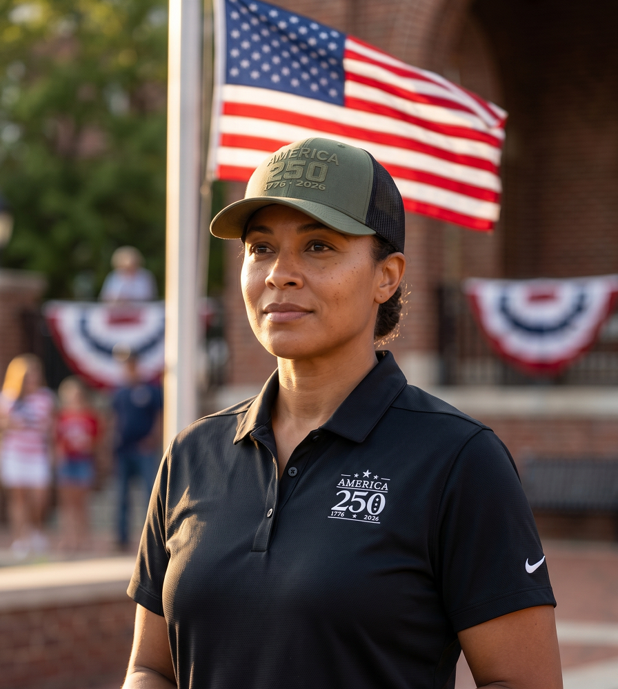 America 250 Embroidered Nike Dri-FIT Polo (Black) + America 250 Anniversary Hat Loden/Black
