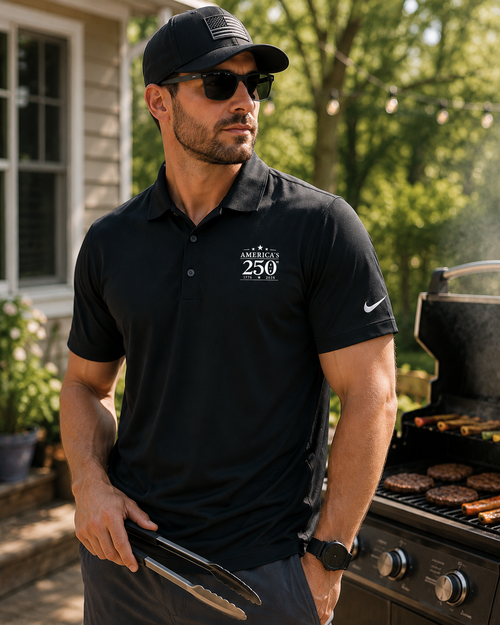 America's 250th Embroidered Patriotic Nike Dri-FIT Polo (Black)