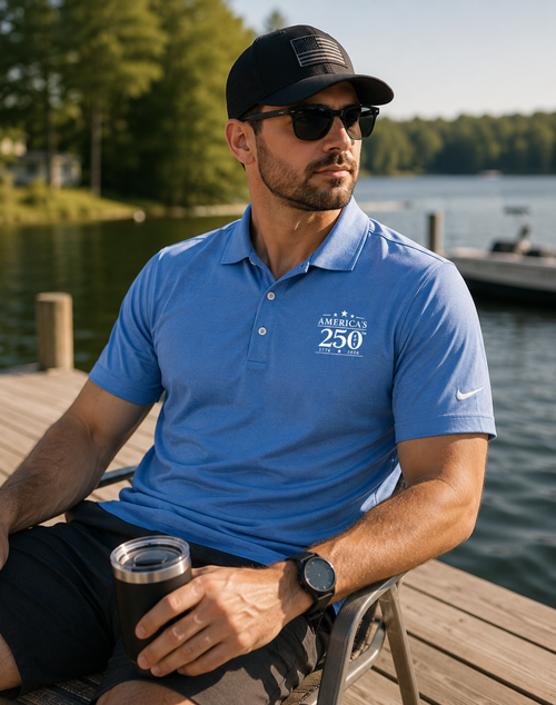 America's 250th Embroidered Patriotic Nike Dri-FIT Polo (Valor Blue)