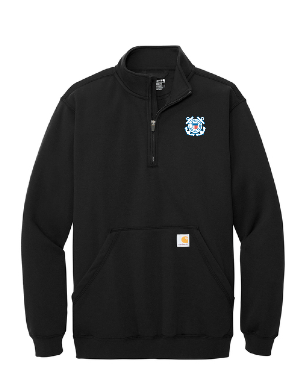 U.S. Coast Guard Carhartt Midweight 1/4-Zip Mock Neck Sweatshirt Pullover (Black)
