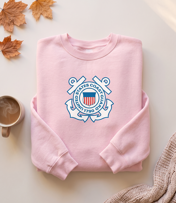U.S. Coast Guard Fleece Crewneck Sweatshirt (Light Pink)