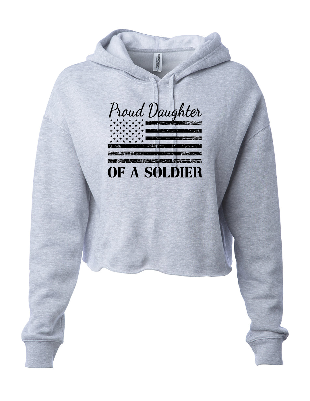 Proud Daughter of a Soldier Lightweight Crop Hoodie (Gray)