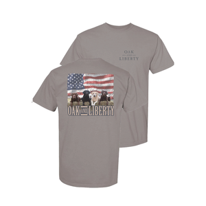 Oak and Liberty Labrador Retriever Flag T-Shirt – Patriotic Dog Lovers Tee - Grey