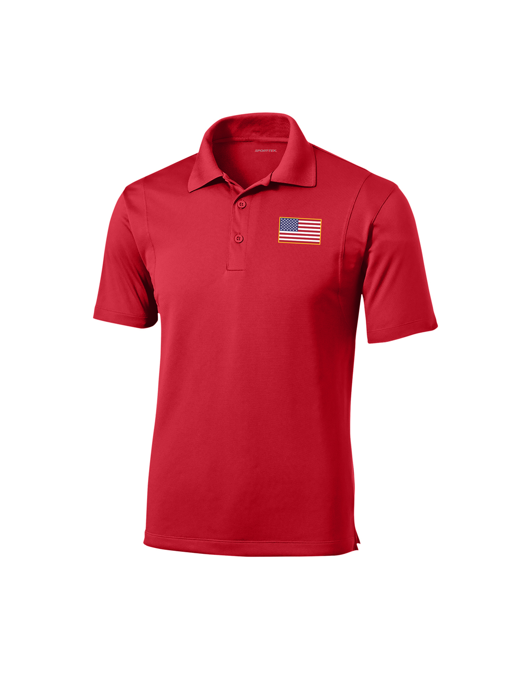 Embroidered American Flag Performance Polo (Red)