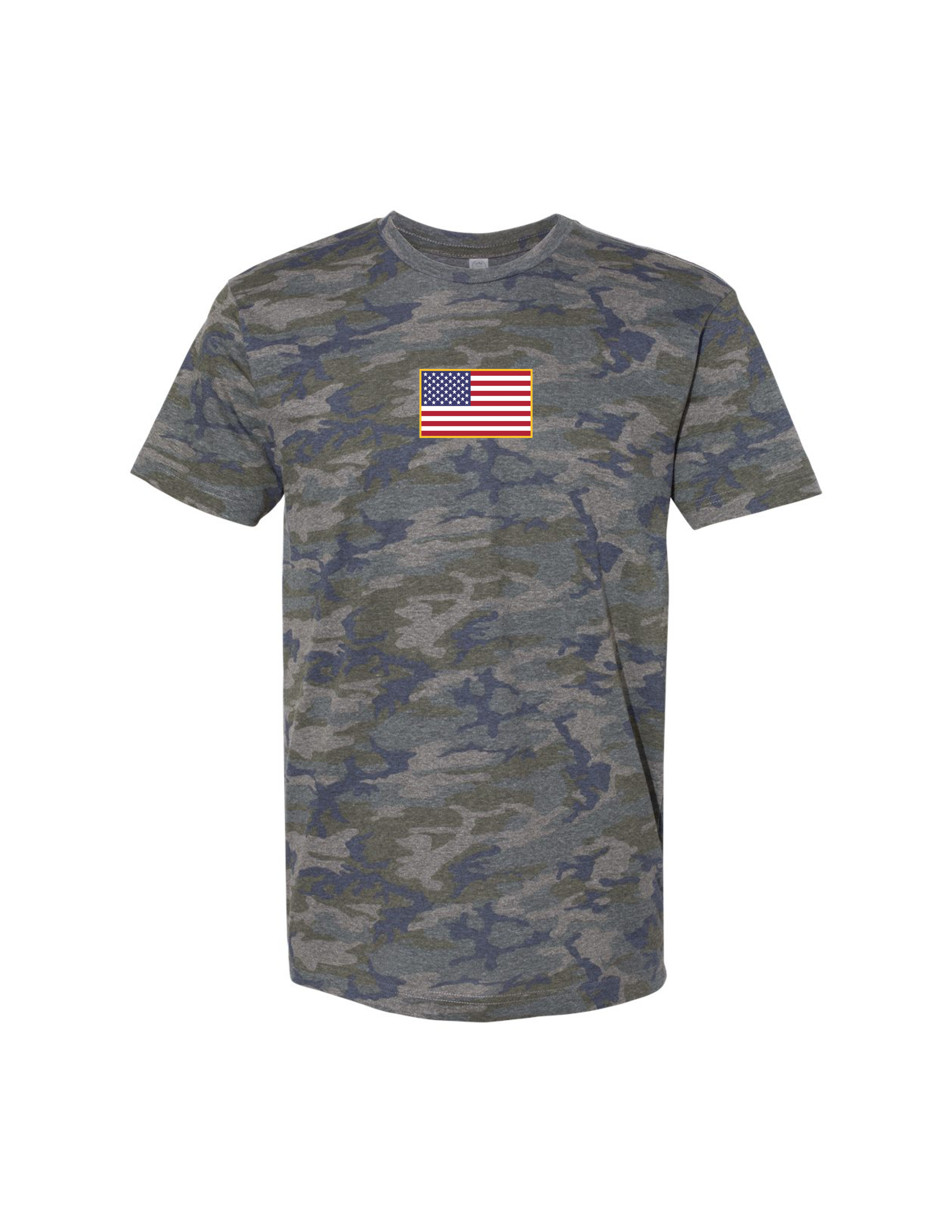 Patriotic American Flag T-Shirt (Vintage Camo)