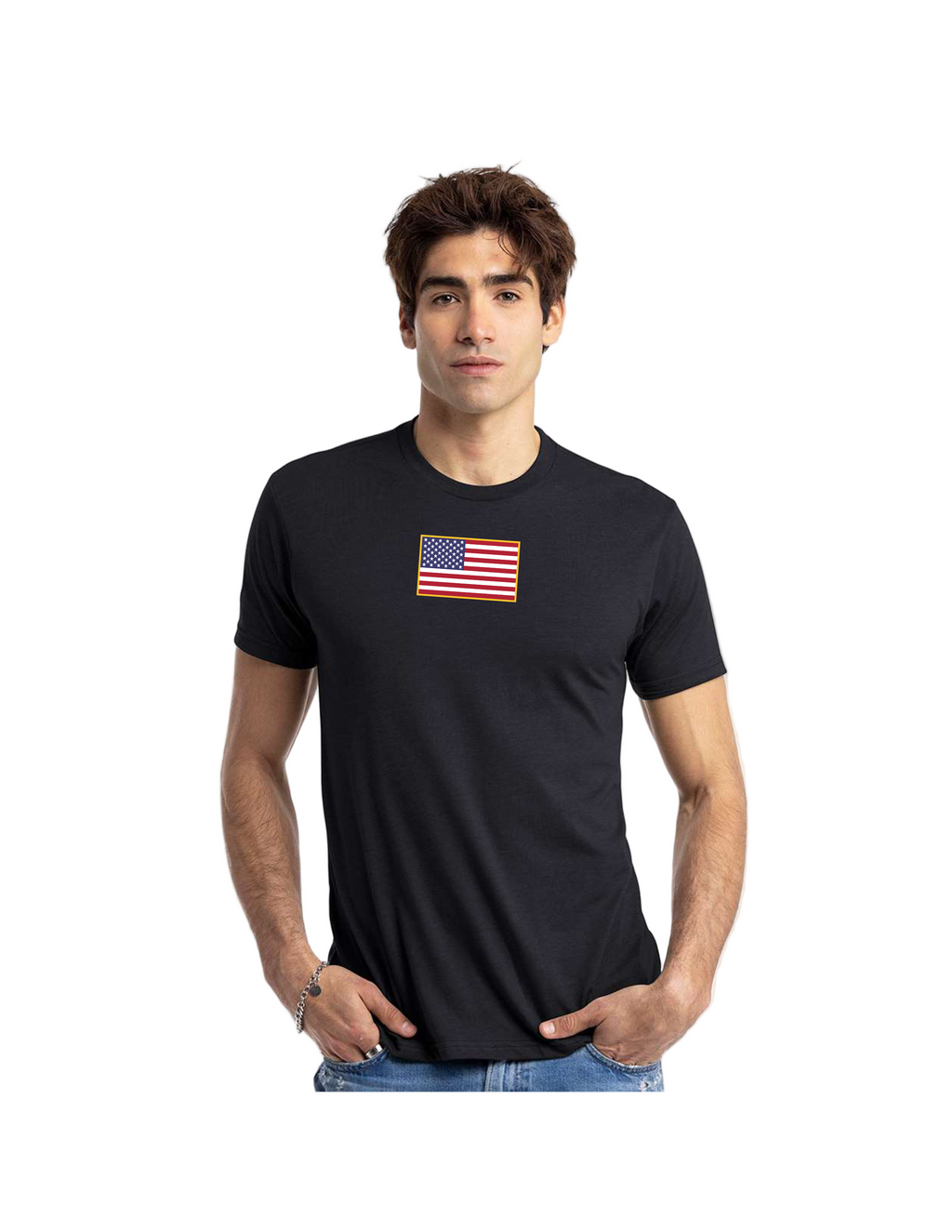 Patriotic American Flag T-Shirt - Black