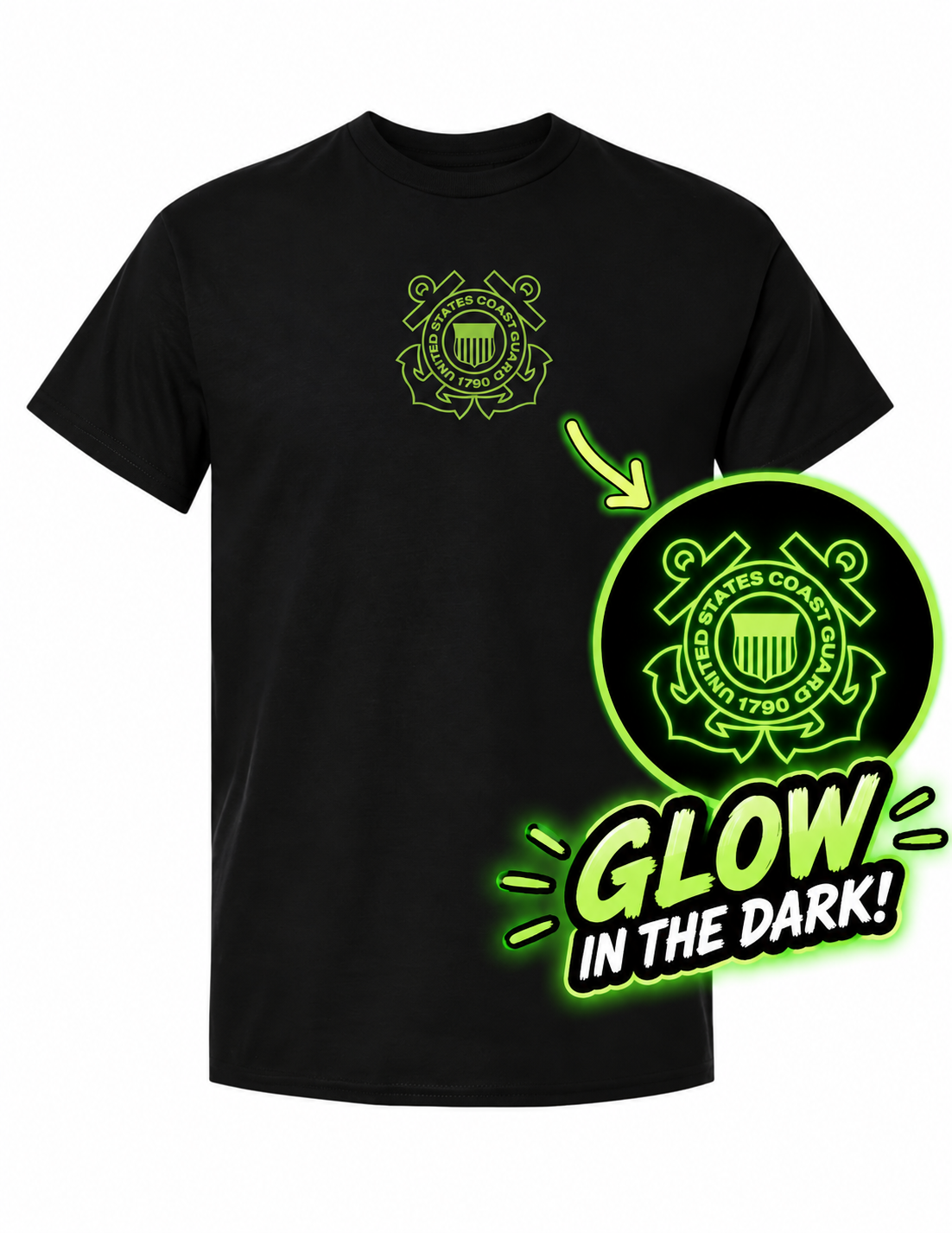 U.S. Coast Guard Glow-in-the-Dark T-Shirt (Black)