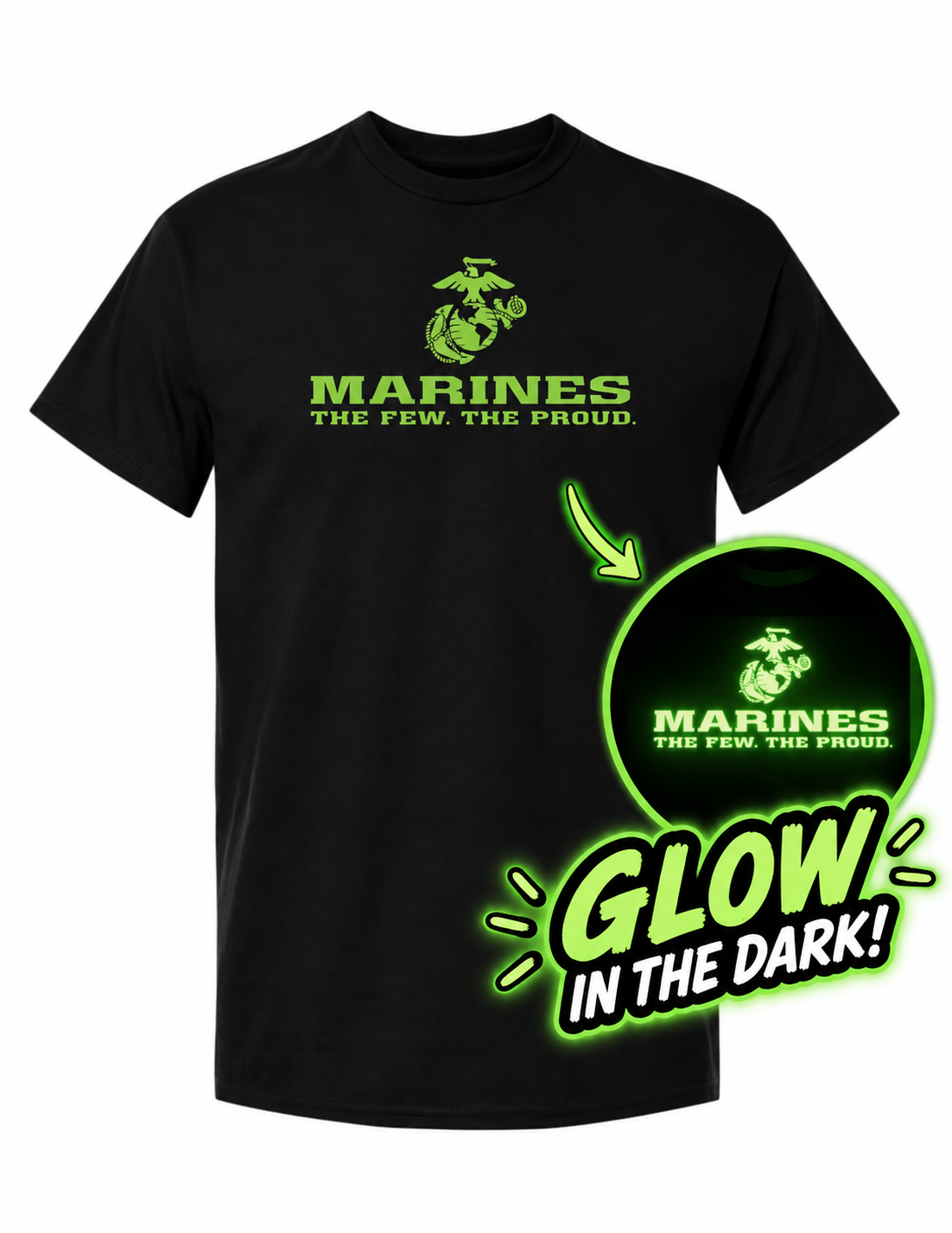 United States Marines The Few The Proud Glow-in-the-Dark T-Shirt (Black)