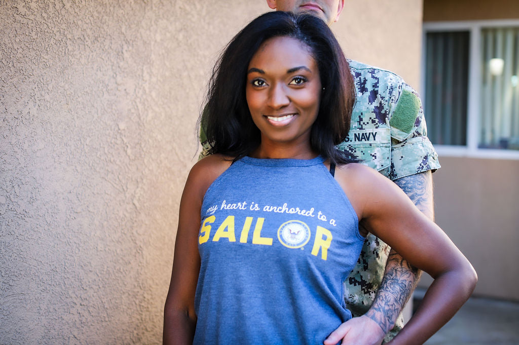 Navy Heart is Anchored Tank (Navy Frost)