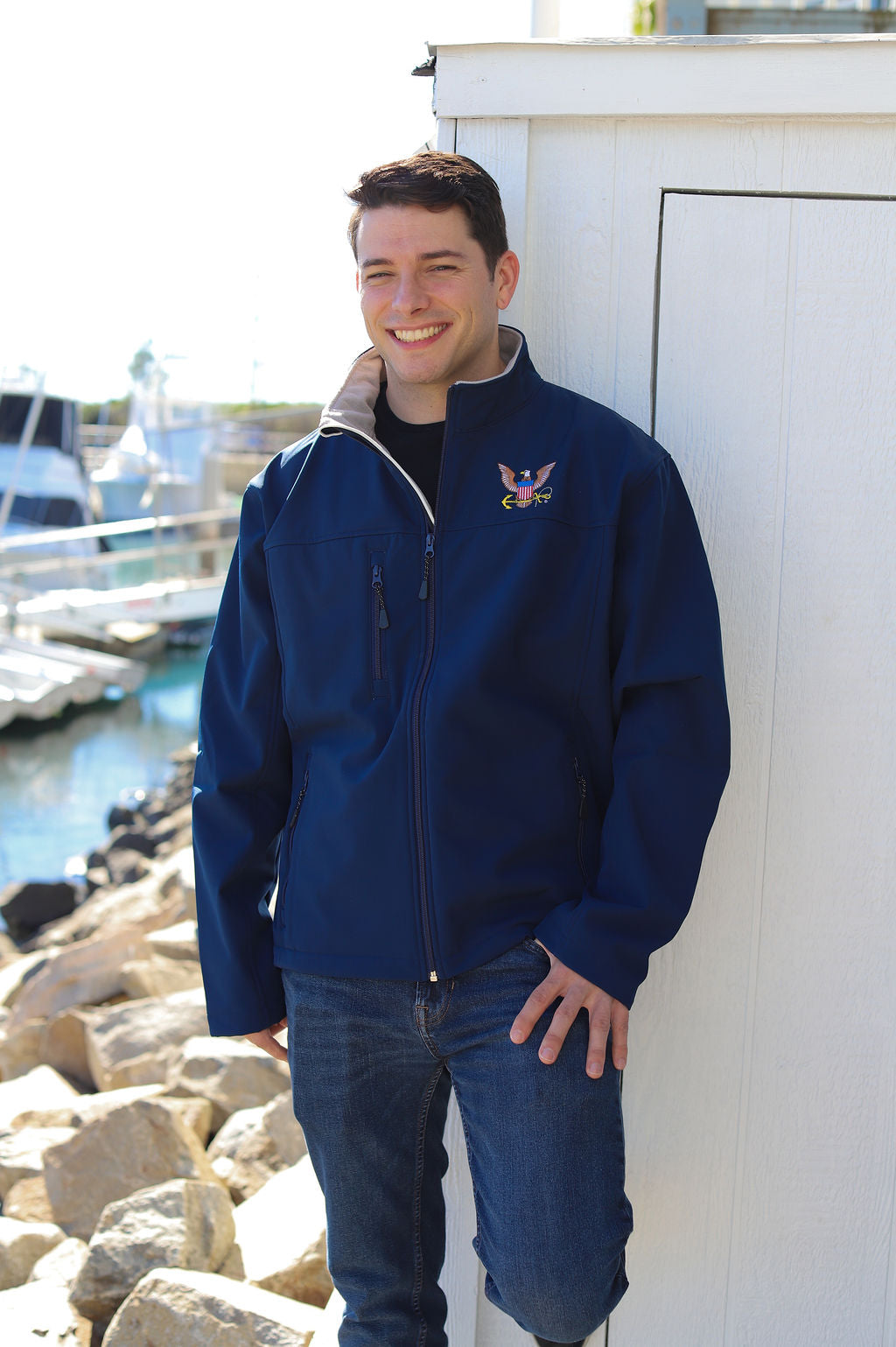 Navy Soft Shell Zip Jacket (Navy)