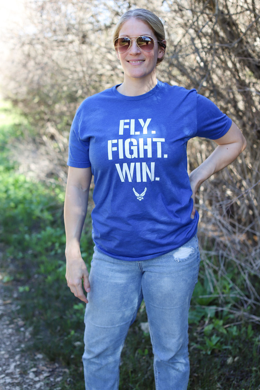 U.S. Air Force Fly Fight Win Graphic T-Shirt (Royal Blue)