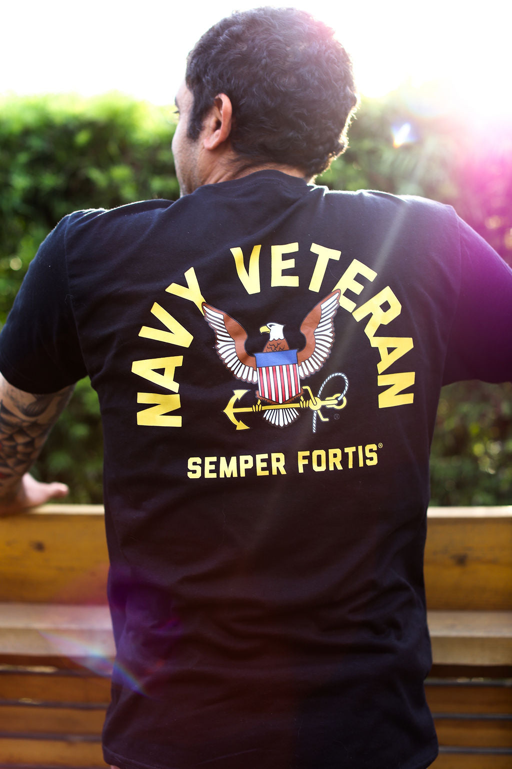 Navy Veteran T-Shirt (Black Heather)