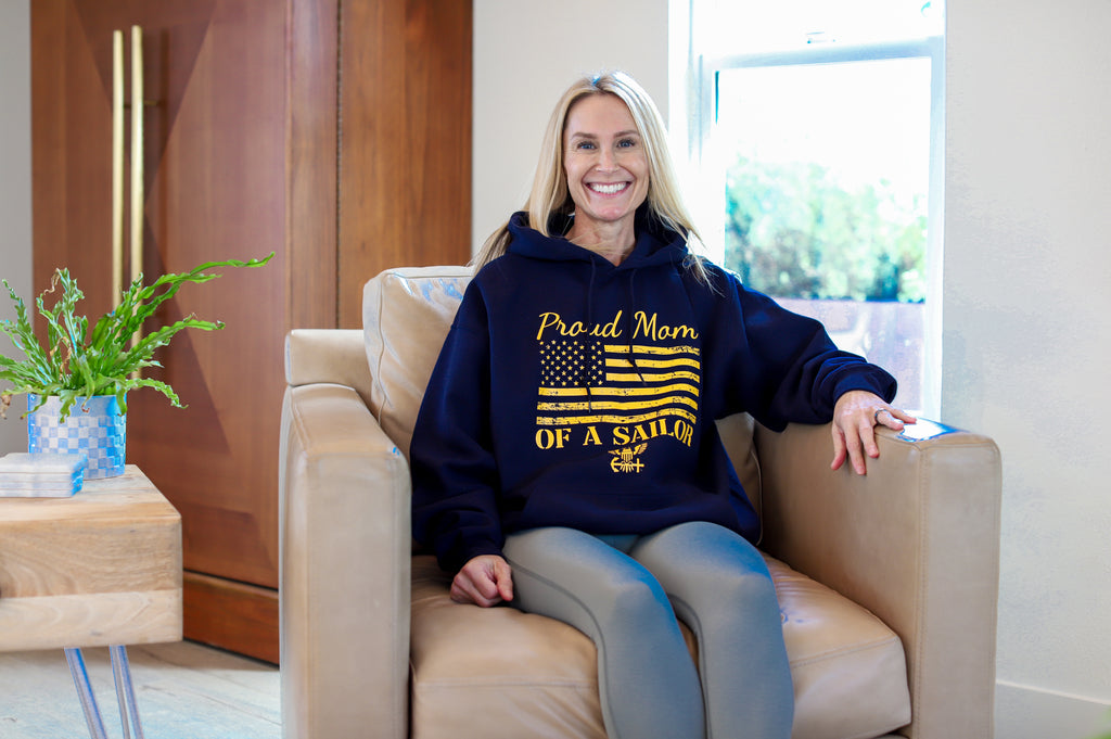 Proud Mom of a Sailor Navy Hoodie (Navy)