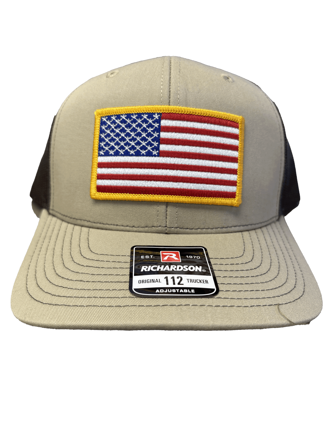 American Flag Patch Trucker Hat (KHAKI/COFFEE)