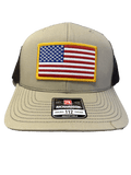 American Flag Patch Richardson 112 Trucker Hat (KHAKI/COFFEE)