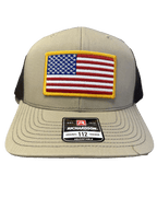 American Flag Patch Trucker Hat (KHAKI/COFFEE)