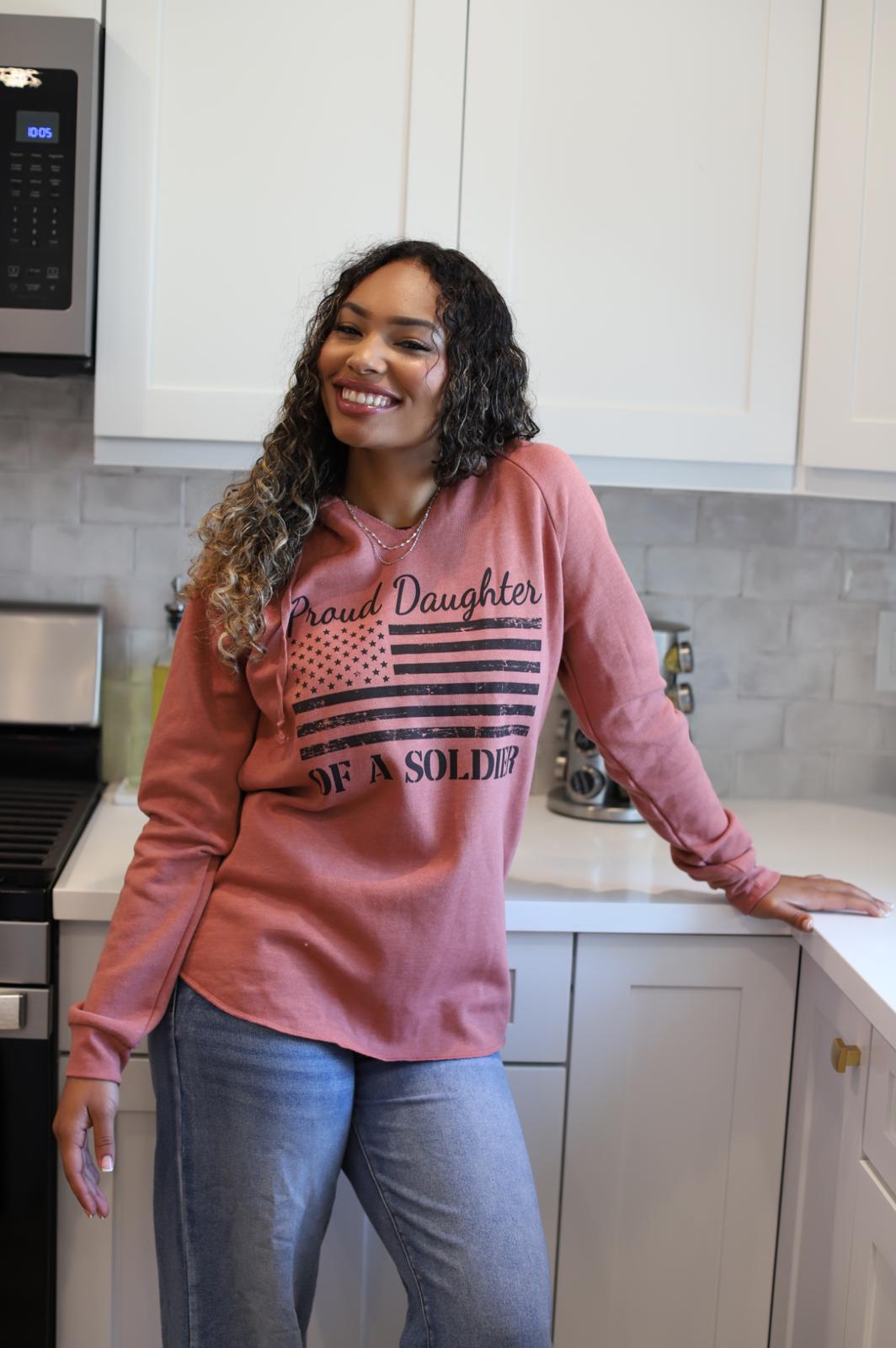 Proud Daughter of a Soldier Hoodie (Dusty Rose)