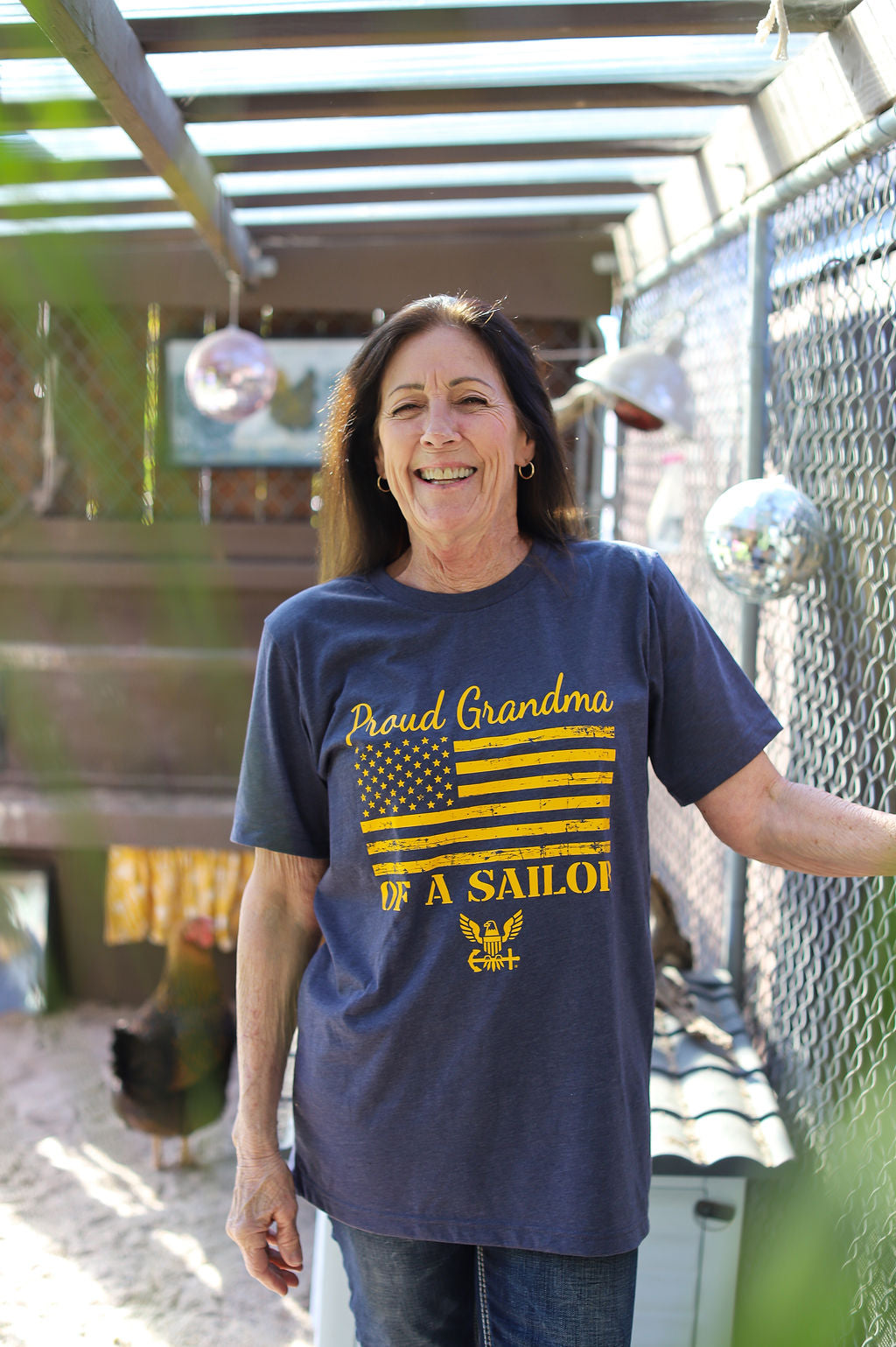 Proud Grandma of a Sailor Navy T-Shirt (Heather Navy)