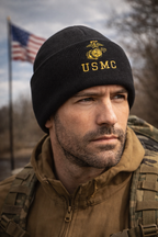 US Marine Corps Eagle, Globe & Anchor Beanie - Black