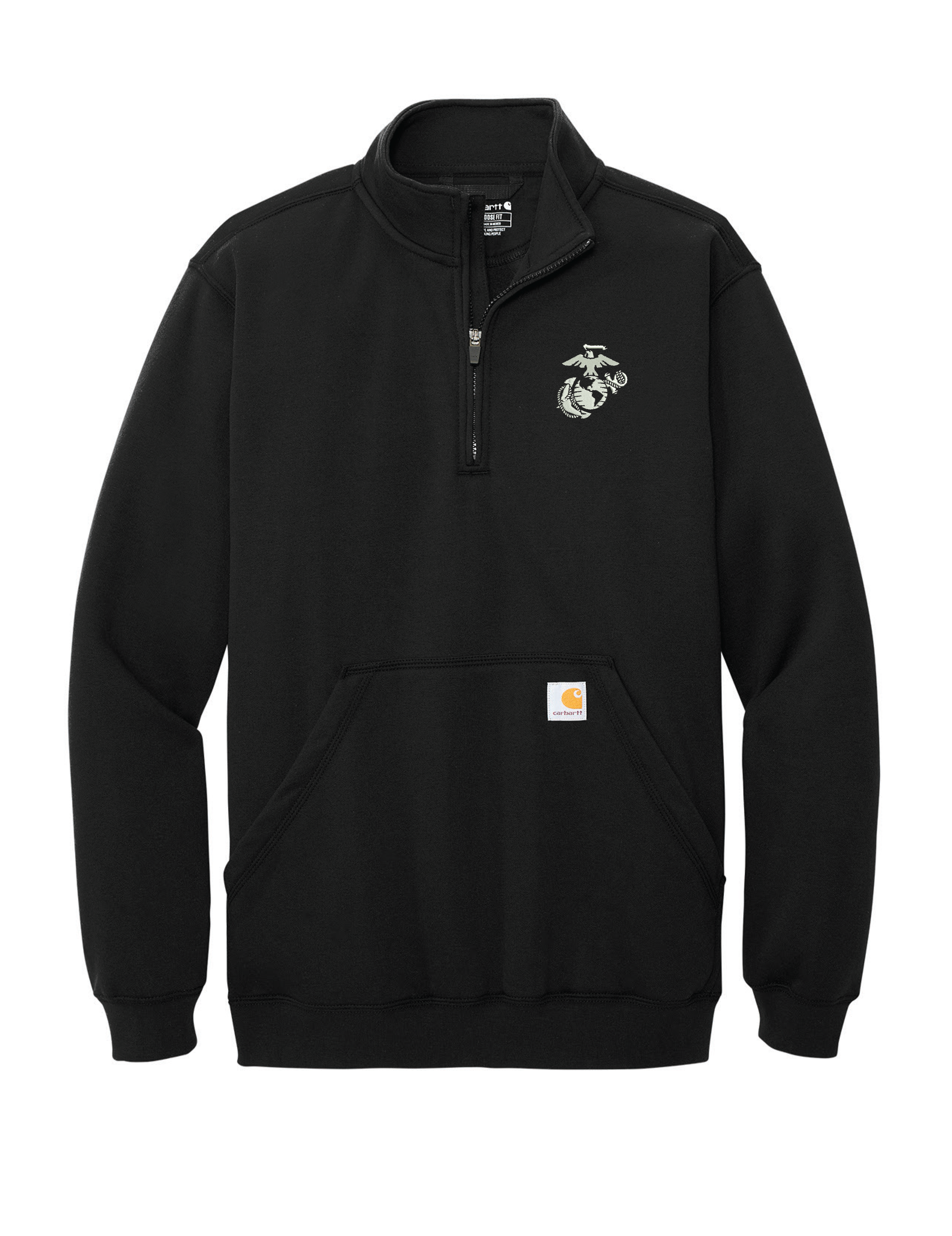 U.S. Marine Corps Carhartt Midweight 1/4-Zip Mock Neck Sweatshirt Pullover (Black)
