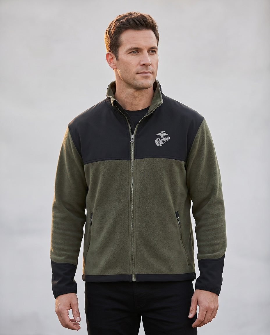 U.S. Marine Corps CornerStone Fleece Overlay Jacket (Tundra Green/Black)