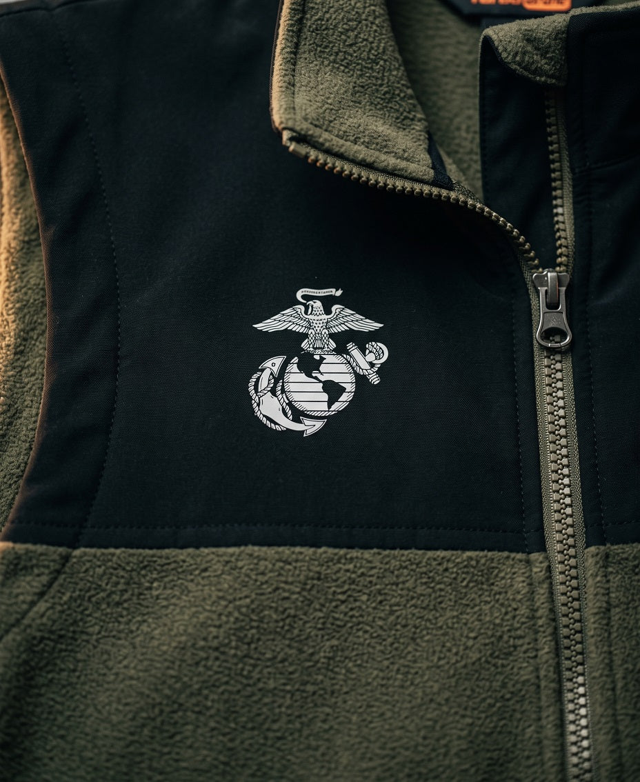 U.S. Marine Corps CornerStone Fleece Overlay Vest (Tundra Green/Black)