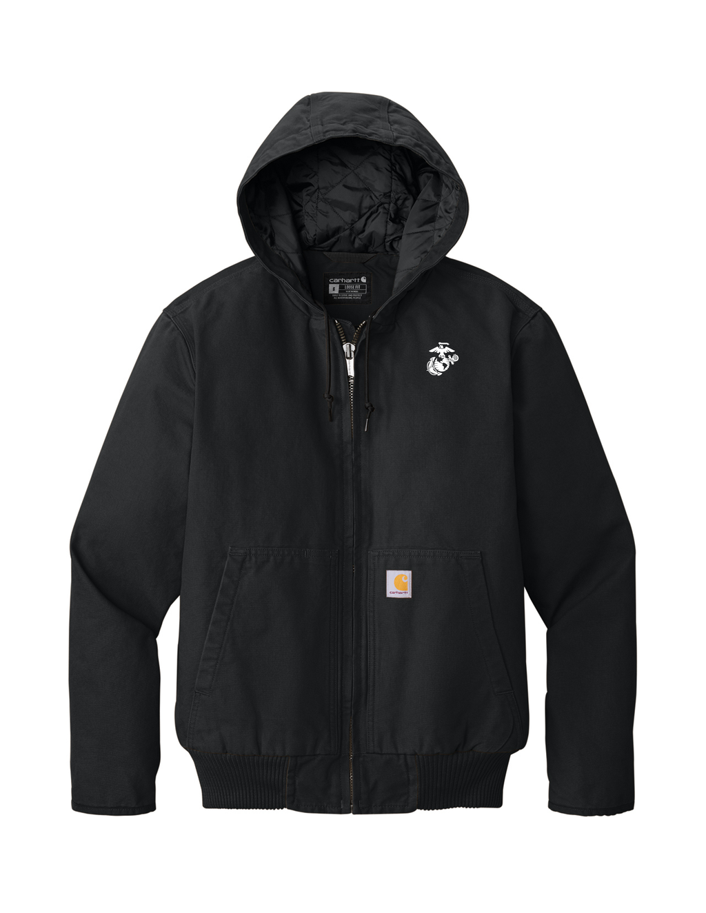 U.S. Marine Corps Mens Carhartt Washed Duck Active Jacket (Black)