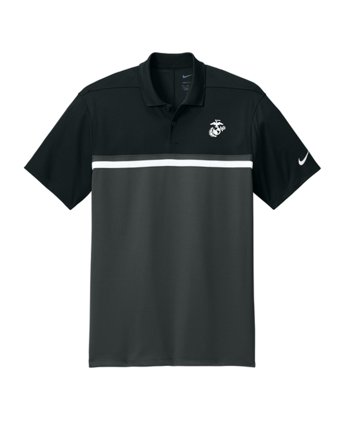 U.S. Marine Corps Nike Dri-FIT Victory Colorblock Polo (Black/Anthracite/White)