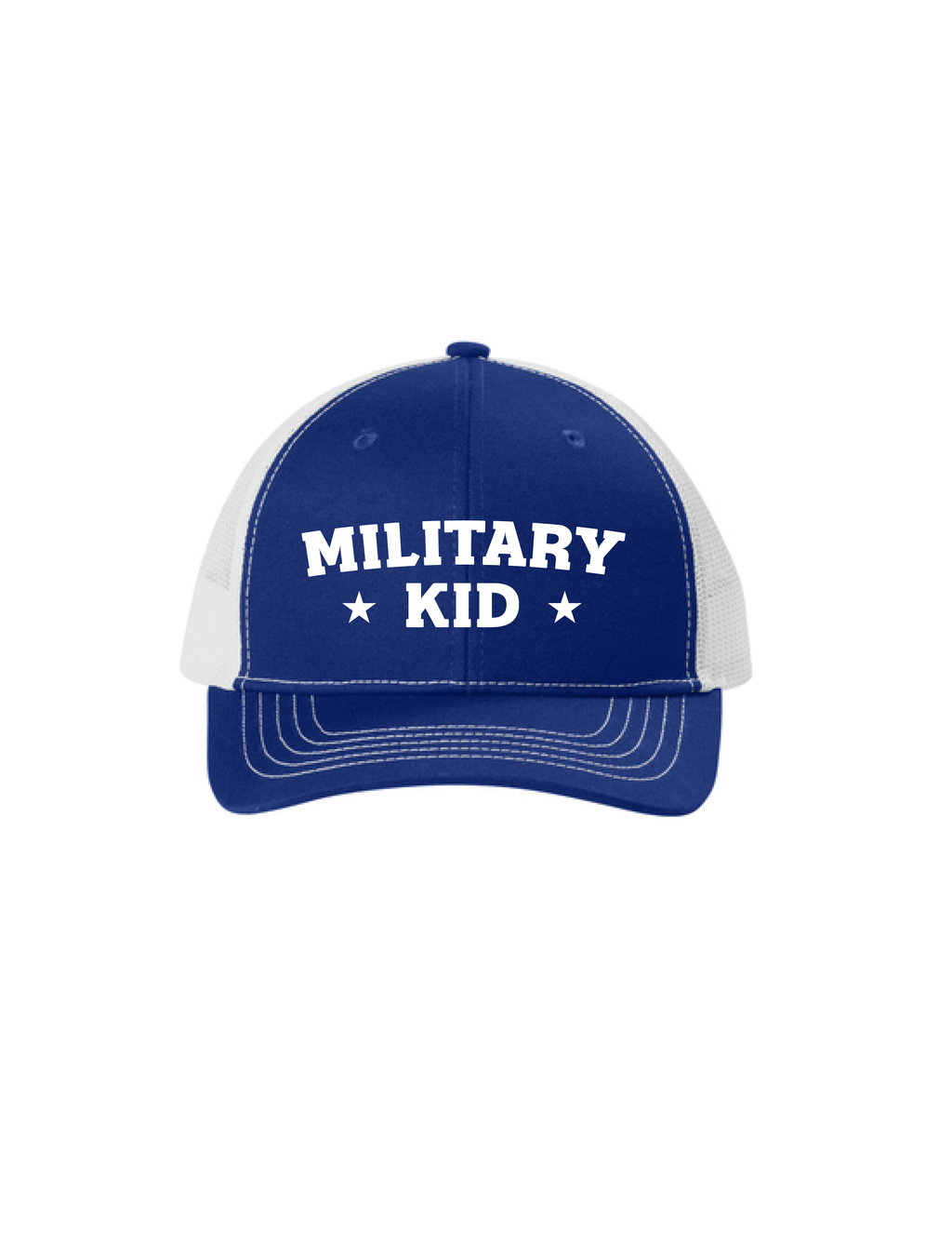 Youth Military Kid Trucker Hat (Patriot Blue/White)