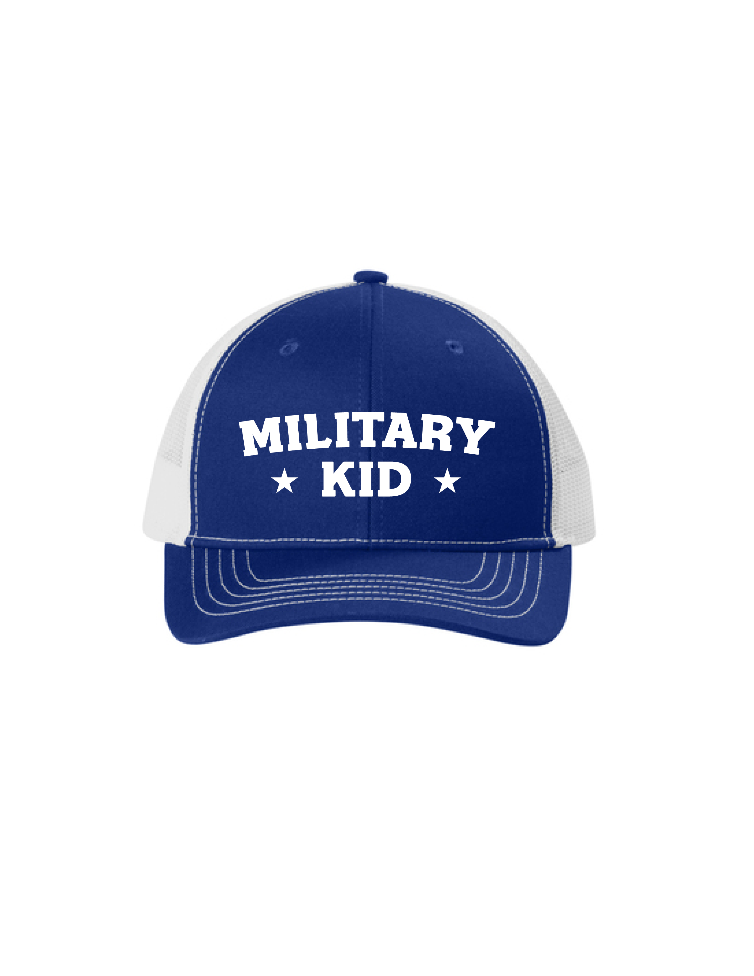 Youth Military Kid Trucker Hat (Patriot Blue/White)
