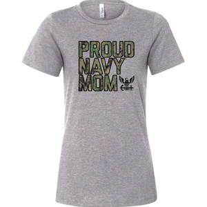 Navy Mom Ladies Cut T-Shirt (Athletic Heather)