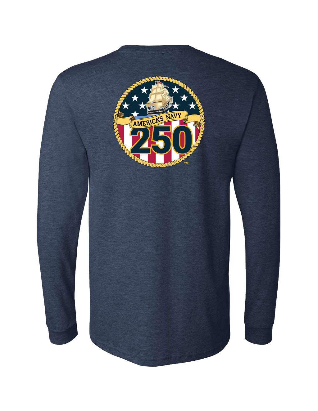 Navy 250th Birthday Long Sleeve T-Shirt (Heather Navy)