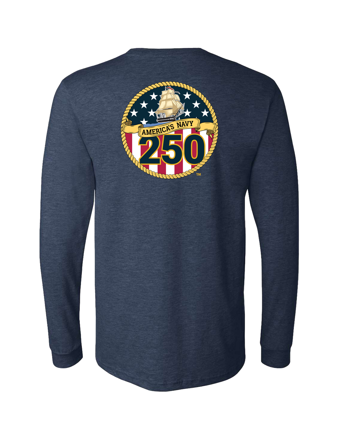 Navy 250th Birthday Long Sleeve T-Shirt (Heather Navy)